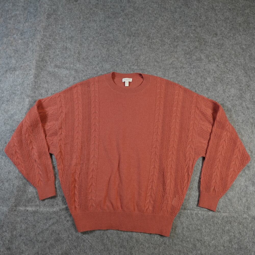 Garnet Hill Sweater Womens Small Cashmere Cable Knit‎ Relaxed Crew Neck Mauve